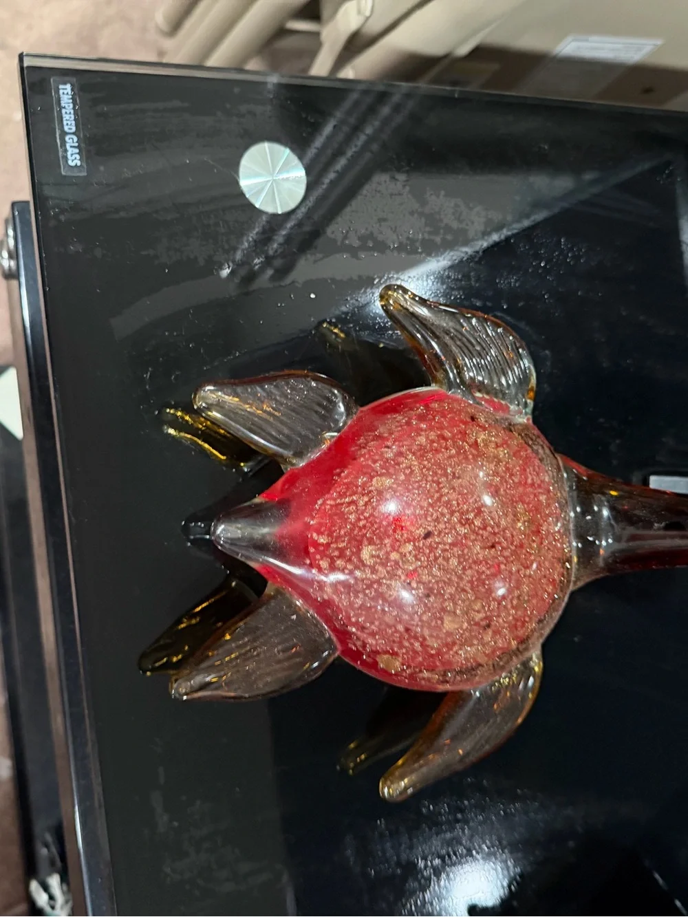 Pier 1 import Sea Turtle Table Top Glass Decor Red Multi
